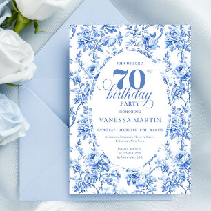 Koninklijk Blauw 70e Verjaardag Elegante Feest Uit Kaart
