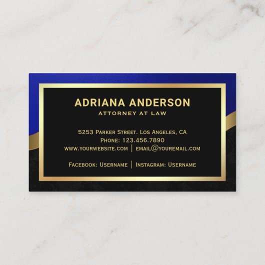 Koninklijk Blauw Advocaat Gold Pen Nib Notary Visitekaartje (Achterkant)