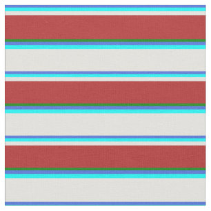 Koninklijk Blauw, Aqua, Licht Cyaan, Rood & Groen  Stof