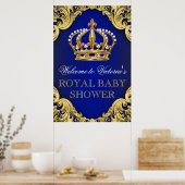 Koninklijk Blauw Baby shower Gold Prince Poster (Keuken)