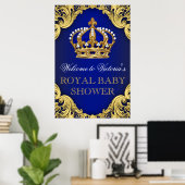 Koninklijk Blauw Baby shower Gold Prince Poster (Thuiskantoor)