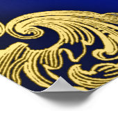 Koninklijk Blauw Baby shower Gold Prince Poster (Hoek)