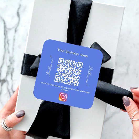 Koninklijk blauw bedrijfsnaam qr code instagram vierkante sticker
