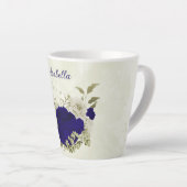 Koninklijk blauw beige bloemmotief  latte mok (Rechterhoek)