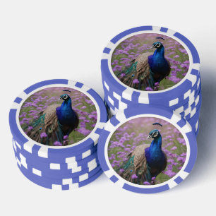 Koninklijk Blauw: Blauwe Pauw In Lavendelveld, Poker Chips