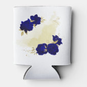 koninklijk blauw bloem goud blikjeskoeler (Voorkant)
