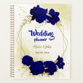 Koninklijk Blauw Bloemen Gouden Bruiloft Planner (Voorkant)