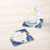 Koninklijk Blauw Bloemen Prinses Goud Quinceañera  Kartonnen Onderzetters (Insitu)