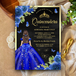 Koninklijk Blauw Bloemmotief Vlinder Zwart Goud Qu Kaart