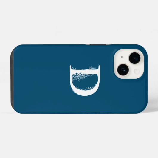 KONINKLIJK BLAUW BLOEMWIT MONOGRAM LETTER D ONTWER iPhone HOESJE (Achterkant horizontaal)