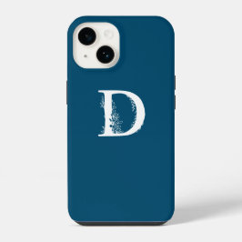 KONINKLIJK BLAUW BLOEMWIT MONOGRAM LETTER D ONTWER iPhone 14 HOESJE