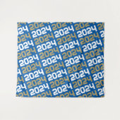 Koninklijk Blauw & Brons Gouden Afstudeerachtergro Wandkleed (Voorkant (horizontaal))