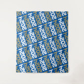 Koninklijk Blauw & Brons Gouden Afstudeerachtergro Wandkleed (Voorkant)