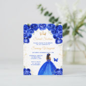 Koninklijk Blauw Donkere Huid Prinses Sweet Sixtee Briefkaart (Staand voorkant)
