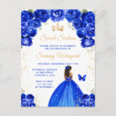 Koninklijk Blauw Donkere Huid Prinses Sweet Sixtee Briefkaart (Voorkant)