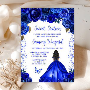 Koninklijk Blauw Donkere Huid Prinses Sweet Sixtee Kaart