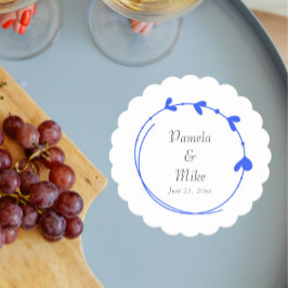 Koninklijk Blauw Eenvoudig Hart Krans Bruiloft Kartonnen Onderzetters