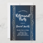 koninklijk blauw, elegant, sliver, pensioenpartij kaart (Voorkant)