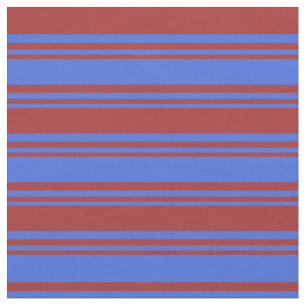 Koninklijk Blauw en Bruin Gekleurd Lijnenpatroon Stof