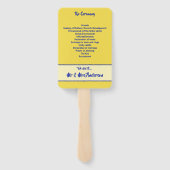 Koninklijk blauw en geel Bruiloft Handwaaier (Achterkant)