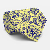 Koninklijk Blauw en Geel  Paisley Pattern Stropdas (Opgerold)