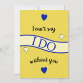 Koninklijk blauw en geel wordt mijn bruidsmeisje kaart (Achterkant)