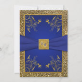 Koninklijk Blauw en Goud Monogram Bruiloft Uitnodi Kaart (Voorkant)