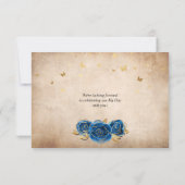 Koninklijk Blauw en Goud Roze Perkament Elegant Save The Date (Achterkant)