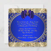 Koninklijk blauw en goud verjaardagsfeest kaart (Achterkant)