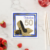 Koninklijk blauw en goud verjaardagsfeest servet (Insitu)