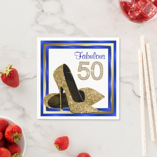 Koninklijk blauw en goud verjaardagsfeest servet (Insitu)