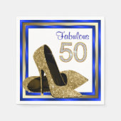 Koninklijk blauw en goud verjaardagsfeest servet (Voorkant)