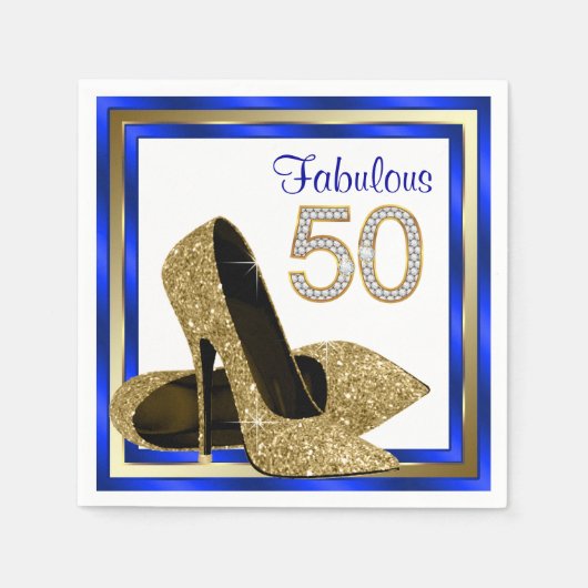 Koninklijk blauw en goud verjaardagsfeest servet (Voorkant)