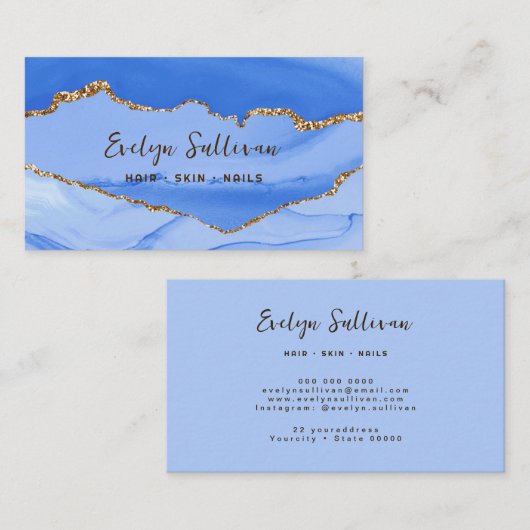 koninklijk blauw en goudblauw visitekaartje (Voorkant / Achterkant)