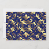 Koninklijk Blauw en Gouden Bruidslunch Kaart (Achterkant)