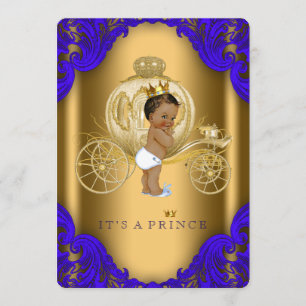 Koninklijk Blauw en Gouden Etnische Prins Baby Sho Kaart