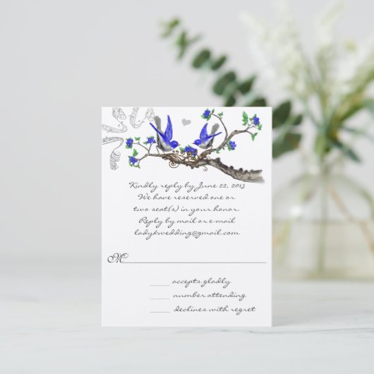  koninklijk blauw en grijs huwelijkRSVP RSVP Kaartje (Staand voorkant)