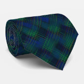 Koninklijk blauw en groen tartan stropdas (Opgerold)