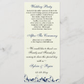 koninklijk blauw en ivoor bruiloft programma programmakaart (Achterkant)