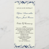 koninklijk blauw en ivoor bruiloft programma programmakaart (Voorkant)