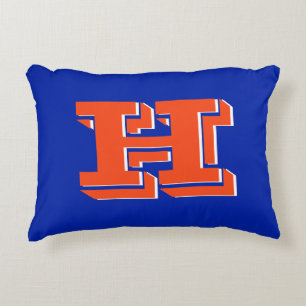 Koninklijk Blauw en Oranje Collegiale Kleur Monogr Accent Kussen