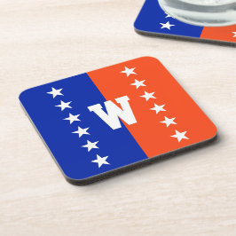 Koninklijk Blauw en Oranje Universiteitskleuren Bier Onderzetter