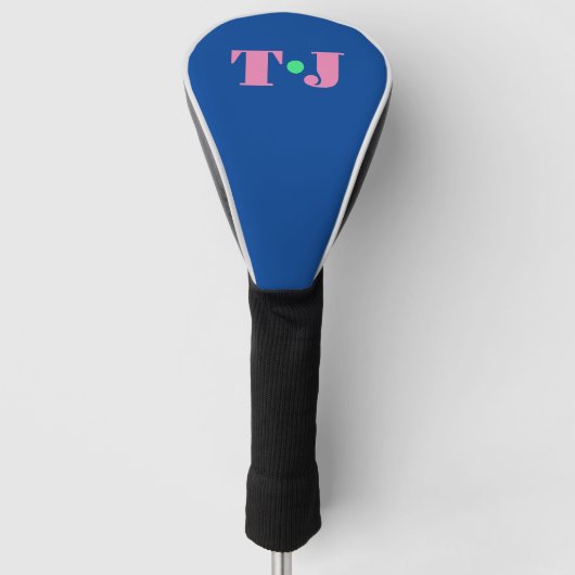 Koninklijk Blauw en Pastel Roze Monogram Golfheadcover (Voorkant)