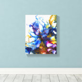 Koninklijk Blauw en Roze Abstracte Vloeiende Kunst Canvas Afdruk (Insitu (Houten vloer))