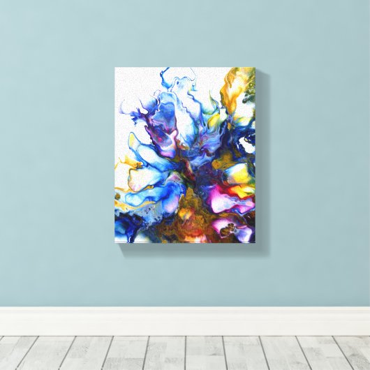 Koninklijk Blauw en Roze Abstracte Vloeiende Kunst Canvas Afdruk (Insitu (Houten vloer))