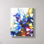 Koninklijk Blauw en Roze Abstracte Vloeiende Kunst Canvas Afdruk (Voorkant)