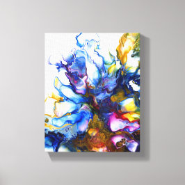 Koninklijk Blauw en Roze Abstracte Vloeiende Kunst Canvas Afdruk