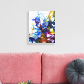 Koninklijk Blauw en Roze Abstracte Vloeiende Kunst Canvas Afdruk (Insitu (Woonkamer))