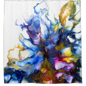 Koninklijk Blauw en Roze Abstracte Vloeiende Kunst Douchegordijn (Voorkant)