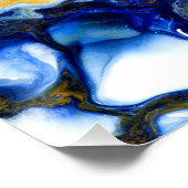 Koninklijk Blauw en Roze Abstracte Vloeiende Kunst Perfect Poster (Hoek)